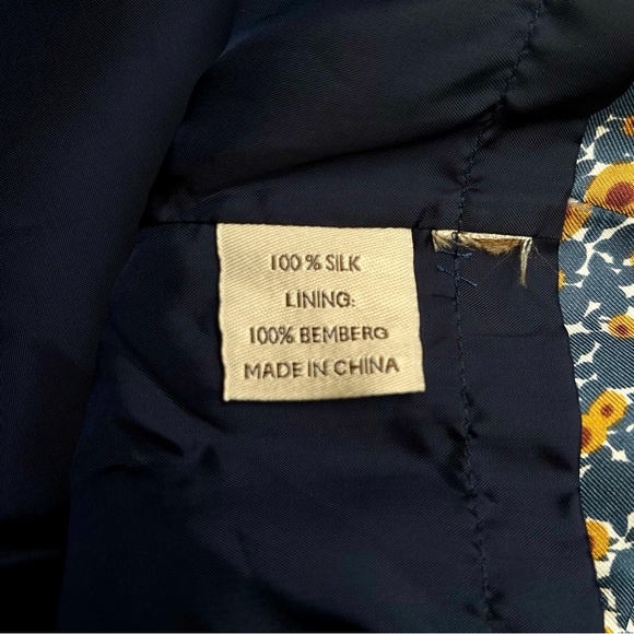 Orla Kiely Blue Floral Silk Mini Shirtdress Shirt Dress Retro Vintage 40s XS S - Picture 9 of 9